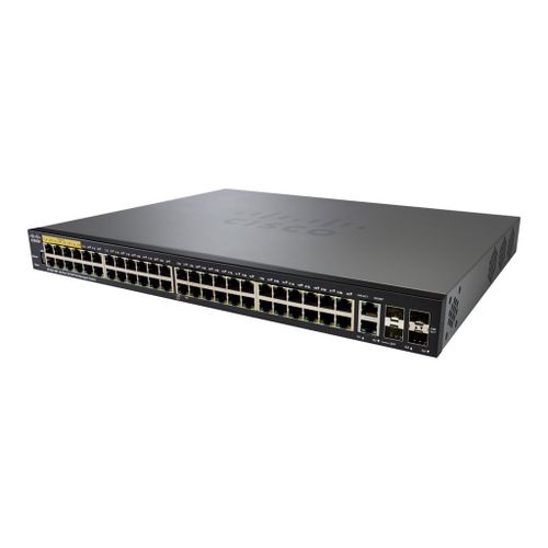 Cisco Small Business SF350-48P - Commutateur - C3 - Géré - 48 x 10/100 (PoE+) + 2 x 10/100/1000 + 2 x SFP Gigabit combiné - Montable sur rack - PoE+ (382 W)