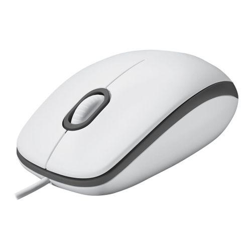 Logitech M100 - Souris - droitiers et gauchers - optique - 3 boutons - filaire - USB - blanc