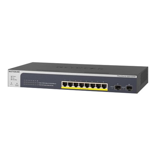 NETGEAR Smart GS510TPP - Commutateur - L3 Lite - intelligent - 8 x 10/100/1000 (PoE+) + 2 x SFP - de bureau, Montable sur rack - PoE+ (190 W)