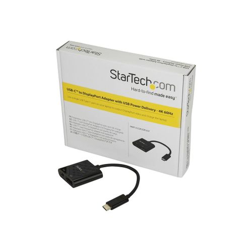 StarTech.com Adaptateur USB-C vers DisplayPort - USB Power Delivery - 4K - Adaptateur DisplayPort - 24 pin USB-C (M) pour DisplayPort, USB-C (alimentation uniquement) (F) - Displayport...