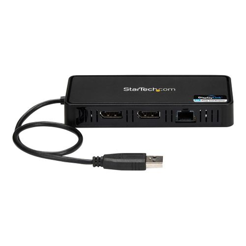 StarTech.com Station d'accueil USB 3.0 double affichage DisplayPort 4K 60Hz pour PC portable - 2x DP 4K 60Hz ou 1x DP 5K 60Hz - Station d'accueil - USB - 2 x DP - 1GbE