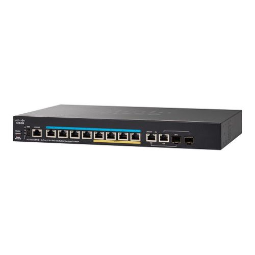 Cisco Small Business SG350X-8PMD - Commutateur - Géré - 8 x 10/100/1000/2.5G (PoE+) + 2 x 10 Gigabit Ethernet / 10 Gigabit Ethernet SFP+ - Montable sur rack - PoE+ (240 W)