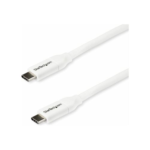 StarTech.com Câble USB-C vers USB-C avec Power Delivery 5A de 2 m - Cordon USB 2.0 Type-C certifié USB-IF - Blanc - Câble USB - 24 pin USB-C (M) pour 24 pin USB-C (M) - Thunderbolt 3 / USB 2.0 -...