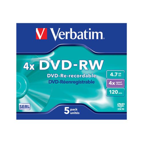 Verbatim DataLifePlus - 5 x DVD-RW - 4.7 Go 4x - boîtier CD