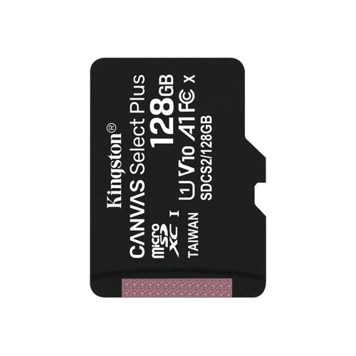 Kingston Canvas Select Plus - Carte mémoire flash - 128 Go - A1 / Video Class V10 / UHS Class 1 / Class10 - microSDXC UHS-I