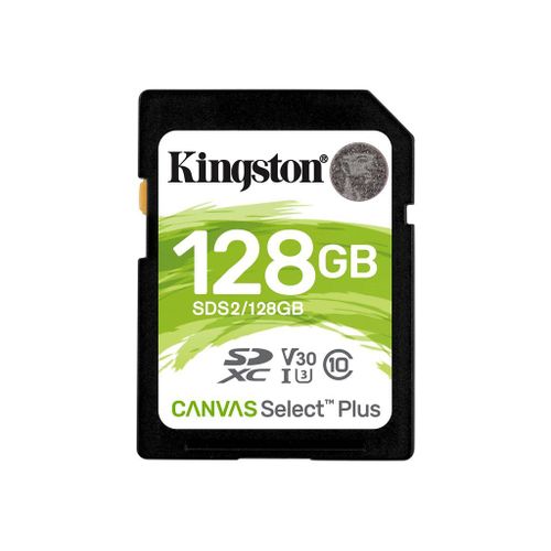 Kingston Canvas Select Plus - Carte mémoire flash - 128 Go - Video Class V30 / UHS-I U3 / Class10 - SDXC UHS-I
