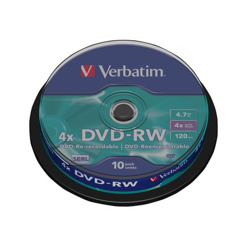 Verbatim DataLifePlus - 10 x DVD-RW - 4.7 Go 4x - argent mat - spindle