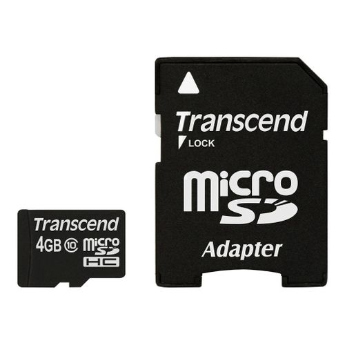 Transcend Premium - Carte mémoire flash (adaptateur microSDHC - SD inclus(e)) - 4 Go - Class 10 - 133x - micro SDHC