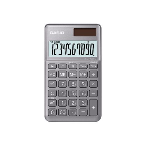 Casio SL-1000SC - Calculatrice de poche - 10 chiffres - panneau solaire, pile - gris