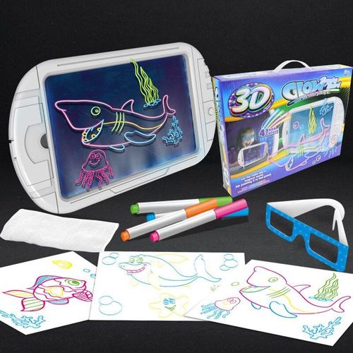 Planche à dessin Montessori avec effets lumineux LED,Puzzle magique 3D,Pad  pour dessin,stylo,peinture,jouet éducatif,cadeau de no?l - Type Ym162