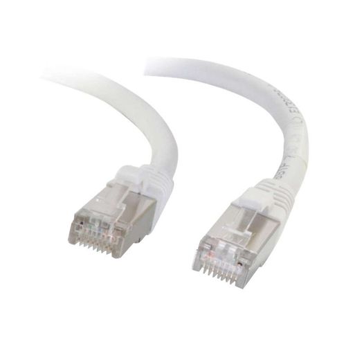 C2G Cat6a Booted Shielded (STP) Network Patch Cable - Cordon de raccordement - RJ-45 (M) pour RJ-45 (M) - 3 m - STP - CAT 6a - moulé, sans crochet, bloqué - blanc
