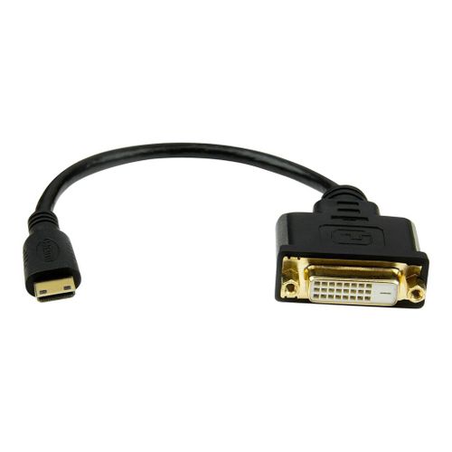 StarTech.com 8 in Mini HDMI to DVI Cable Adapter, DVI-D to HDMI (1920x1200p), 19 Pin HDMI Mini (C) Male to DVI-D Female, Digital Monitor Adapter Cable M/F, 3.9 Gbps Bandwidth, Black - Mini HDMI...