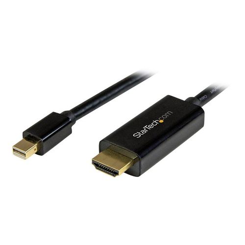 StarTech.com Câble adaptateur Mini DisplayPort vers HDMI de 2 m - Convertisseur Mini DP vers HDMI avec câble intégré - M/M - 4K - Noir - Câble adaptateur - Mini DisplayPort mâle pour HDMI mâle -...