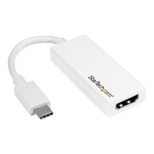 StarTech.com Adaptateur USB C vers HDMI - Convertisseur USB Type C vers HDMI - Compatible Thunderbolt 3 - 4K 60 Hz - Blanc (CDP2HD4K60W) - High Speed - adaptateur vidéo - 24 pin USB-C mâle pour...