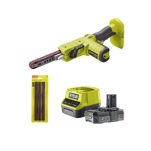 Pack RYOBI Lime électrique 18V One+ R18PF-0 - Kit 3 bandes abrasives - 1 batterie 2.0Ah - 1 chargeur