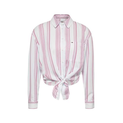 Chemise Tommy Jeans Front Tie Stripe Shirt Femme Rose