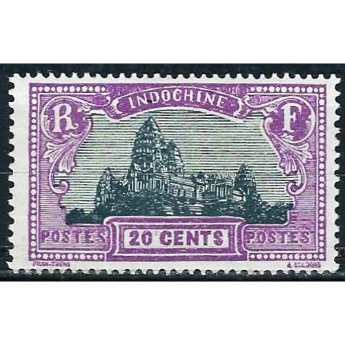 Indochine (Actuel Vietnam), Colonie Française 1927, Beau Timbre Yvert 140, Temples D'angkor 20c. Lilas Et Bleu Gris, Neuf*