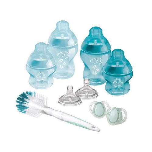 Tommee Tippee - Kit Naissance Biberons Anti-Colique Avancé - Tétine Valve Anti-Colique Débit Lent - 150 Et 260 Ml - Bleu Vert