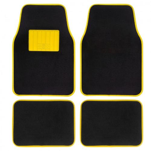 Jeu De Tapis Moquette 400g-M2 Drive Noir-Jaune. 4pcs - Swiss Drive