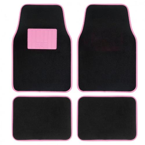 Jeu De Tapis Moquette 400g-M2 Drive Noir-Rose. 4pcs - Swiss Drive