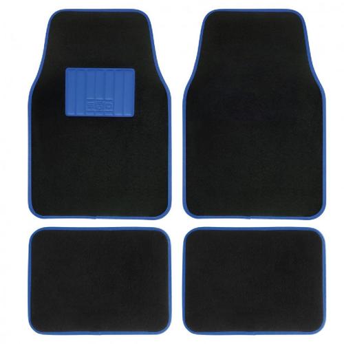 Jeu De Tapis Moquette 400g-M2 Drive Noir-Bleu. 4pcs - Swiss Drive