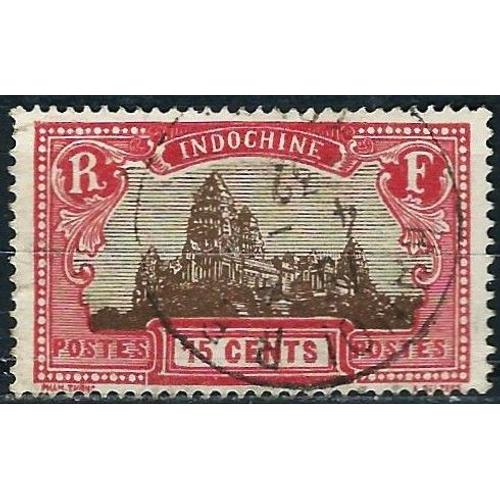 Indochine (Actuel Vietnam), Colonie Française 1927, Beau Timbre Yvert 139, Temples D'angkor 15c. Rouge Carmin Et Sepia, Oblitere, Tbe.