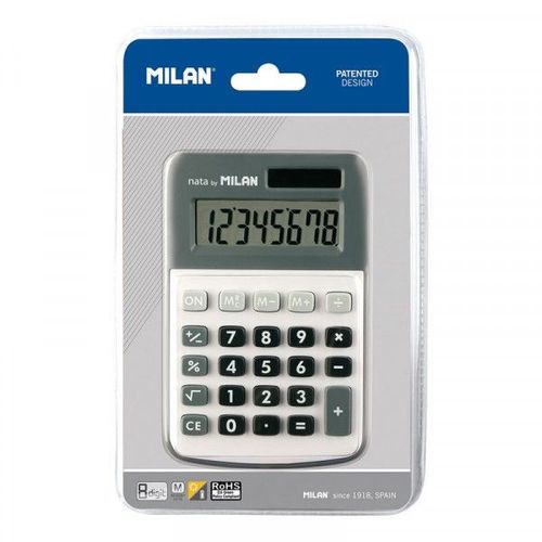 Calculatrice De Bureau - 8 Chiffres - Blanc Et Gris - Piles Et Solaire - Milan