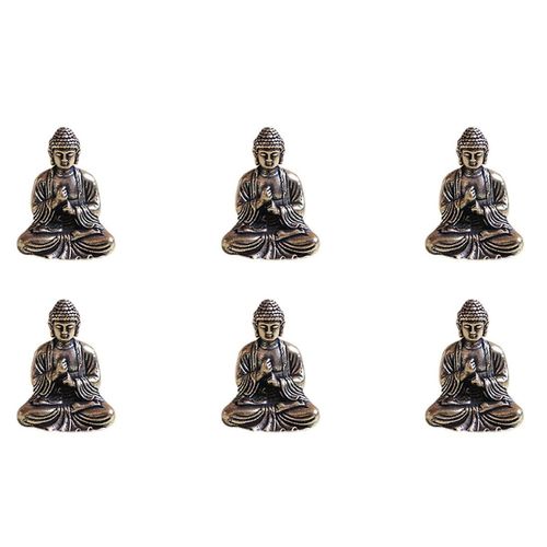 6x Mini Buddha Statue Bronze Buddha Statue Chinese Buddhism Pure Copper Bronze Sakyamuni Buddha Sta