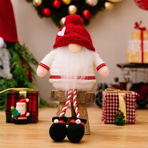 Christmas Faceless Gnome Plush Doll Santa Gnome Rudolph Doll Pendant Long Legs Gnome Doll Xmas Chri