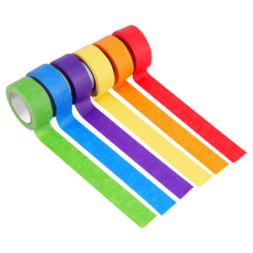 Colored Masking Tape,Colored Painters Tape For Arts And Crafts, Labeling Or Coding - 6 Different Co