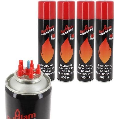 Lot De 4 Recharges De Gaz Butane Belflam Pour Briquet 300 Ml - Prix Imbattable !