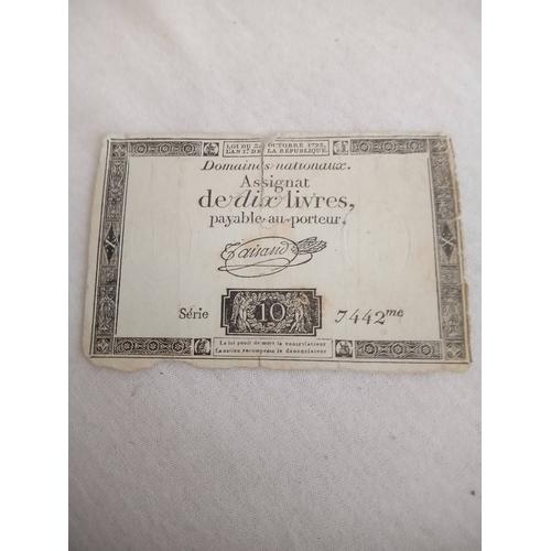 Billet Assignat 10 Livres 1792