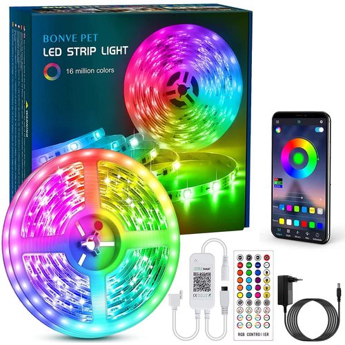 Ruban Led 5m Bande Led Rgb Multicolore App Contrôle, Synchroniser Avec Rythme De Musique/Fonction De Minuterie, Pour Décoration, Mariage, Chambre, Fête,Bandeau Led Est Non Étanche