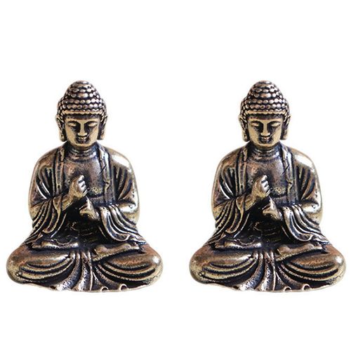 2x Mini Buddha Statue Bronze Buddha Statue Chinese Buddhism Pure Copper Bronze Sakyamuni Buddha Sta