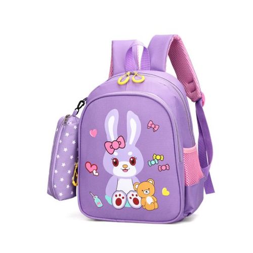 Cartoon Lapin Cartable Garçon Maternelle Sac d'école Imperméable pour Enfants Violet
