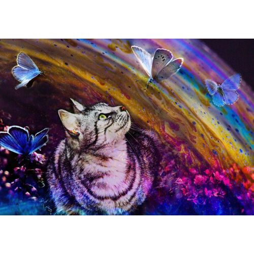Le Chat Et Les Papillons - Puzzle 12 Pièces