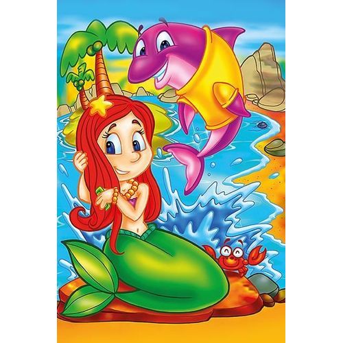 Puzzle En Bois - Sirène Et Ses Amis - 16 Pièces