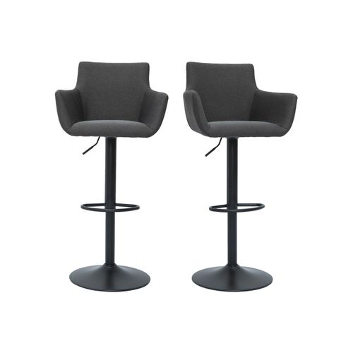 Tabourets De Bar Réglables Tissu Gris Anthracite Métal Noir (Lot De 2) Carlie