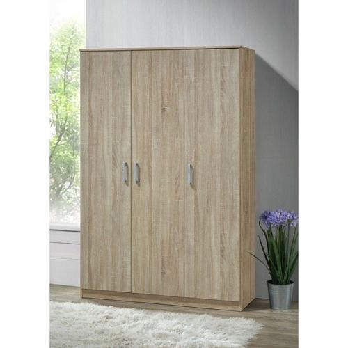 Armoire/Garde Robe Bergama, 3 Portes, Contemporaine Chêne Sonoma Et Poignées Grises.