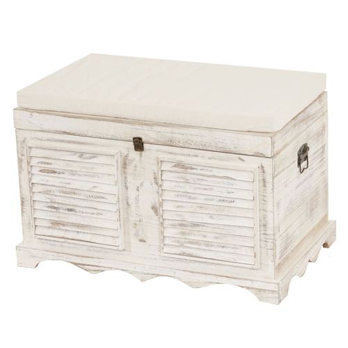 Coffre En Bois Banquette De Rangement En Bois Vintage 50x76x45cm Blanc 04_0002497