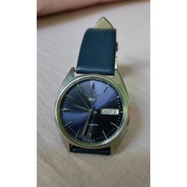 Montre Seiko Automatique 5 Lunette Date Et Jour Fond Bleu