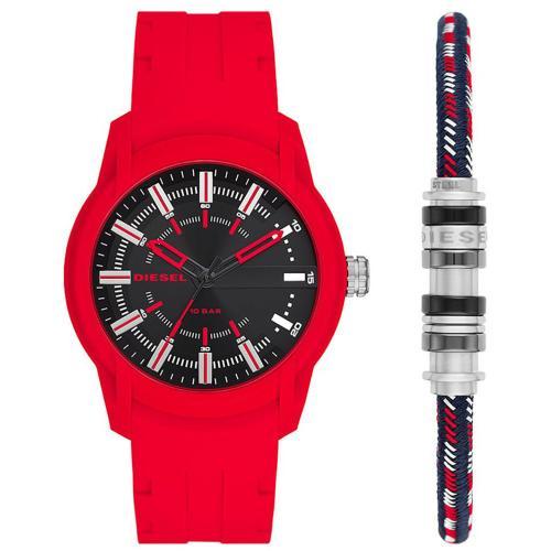 Diesel Montre Rouge Analogique Hommes Armbar Dz1979set