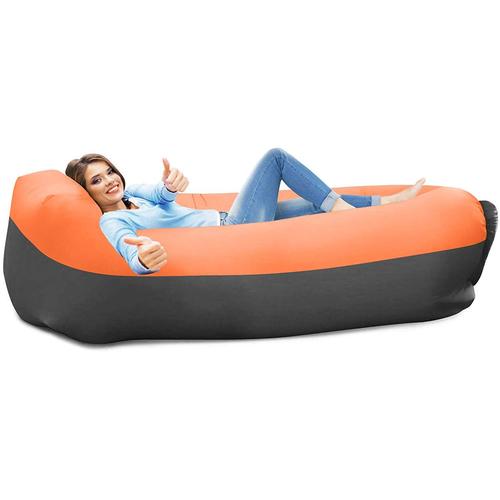 Hamac Gonflable,Sofa D'air Imperméable À L'eau Avec Le Paquet Portatif,Pour Voyager, Camping,Parties De Piscine Et De Plage(Orange)