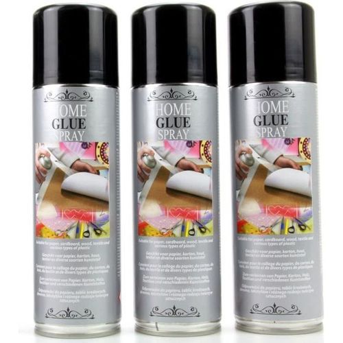 Lot 3 Colles Aérosol en Spray Pour Maquettes Papier Carton Bois Textile 300 ml