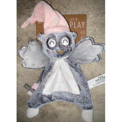 Doudou Hibou Gris Rose Tape À L¿?Il Peluche Jouet Naissance Bébé Plush Cuddle Soft Toy Owl 