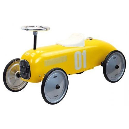 Porteur Bebe Racer - Voiture De Course Retro Vintage En Metal - Coloris Jaune - Des 18 Mois / 20 Kg Max - Garcon, Fille