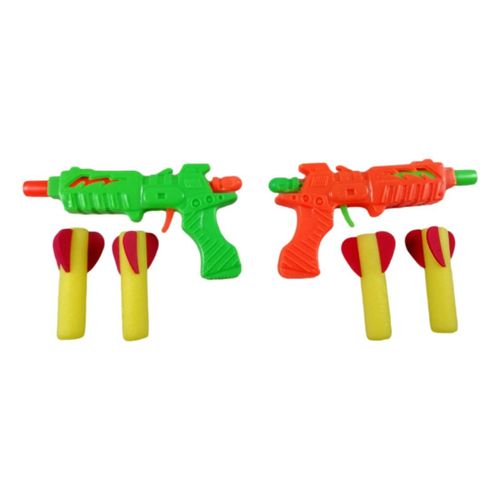 Pistolet À Fléchettes Mousse + 2 Fusées Souples Multicolores Jouet Adresse Enfant