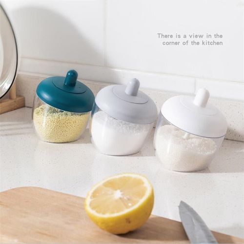 Boîte D'assaisonnement En Plastique, Conteneur D'épices, Couvercle Combiné, Cuillère Sucre D'assaisonnement, Boîte De Rangement, Fournitures De Cuisine