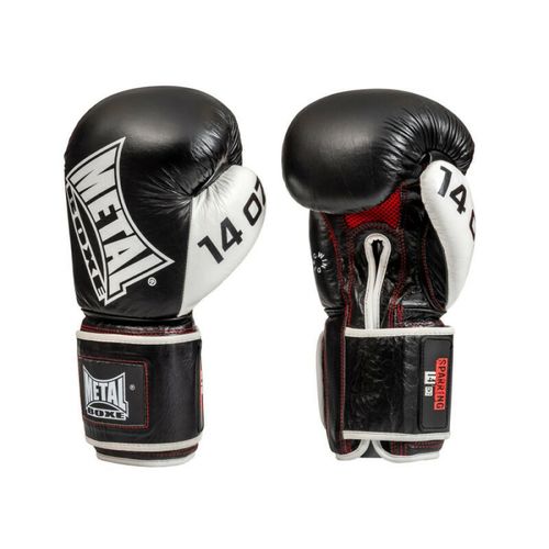 Gants De Boxe Cuir Metal Boxe Sparring - Noir / Blanc