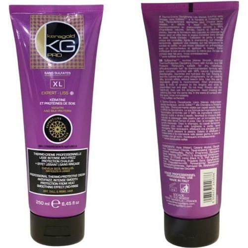 Keragold - Thermo Creme Lissante Professionnelle Cheveux Secs -Gamme Xl Keratine & Proteine De Soie 250ml 